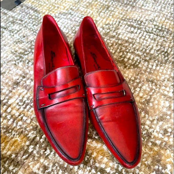 Santoni Shoes - Santoni red leather shoes